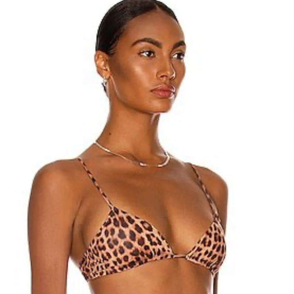 NWT Monica Hansen Beachwear 90's Vibe Simple Demi Bra in Brown Z536-9